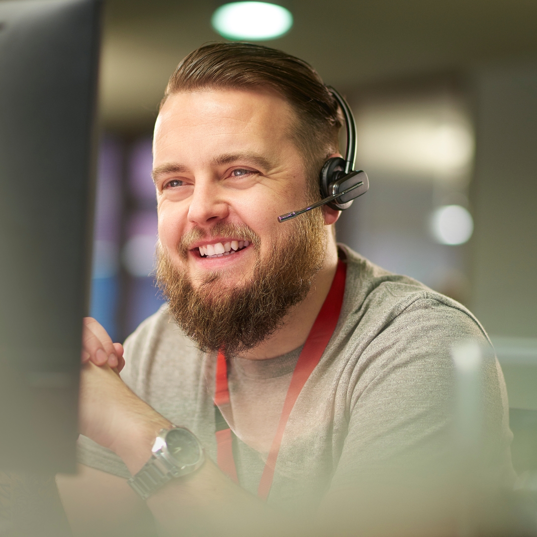 Smiling customer service representative